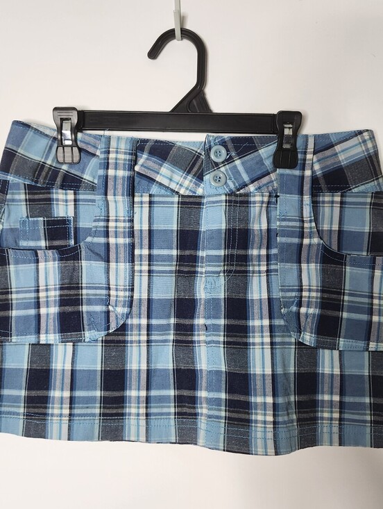 None Dresses & Skirts - Y2K Blue Plaid Micro Mini Skirt